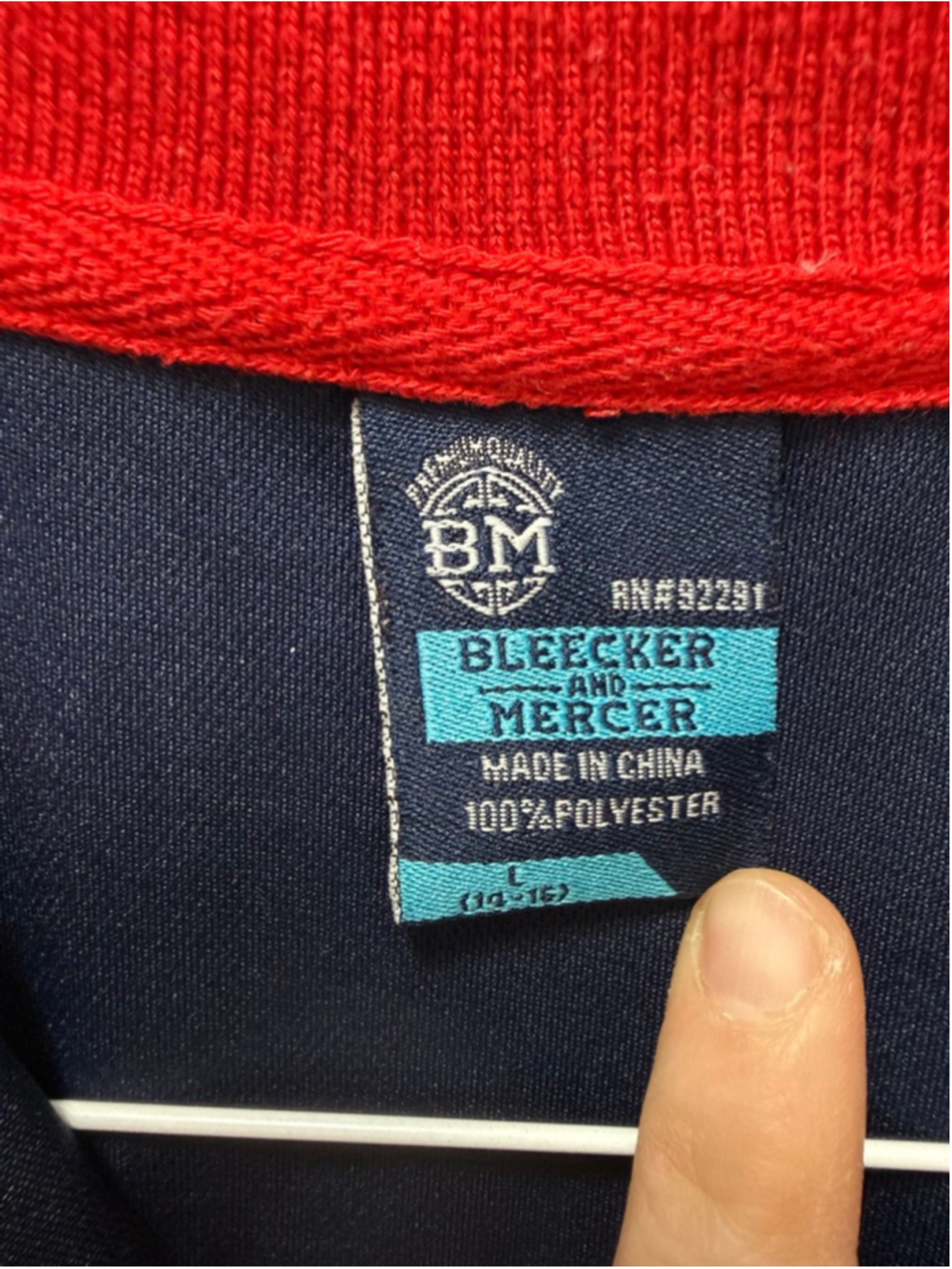 Boys Bleecker and Mercer Navy Red Embroidered Polo Shirt L 14-16 - Picture 2 of 3